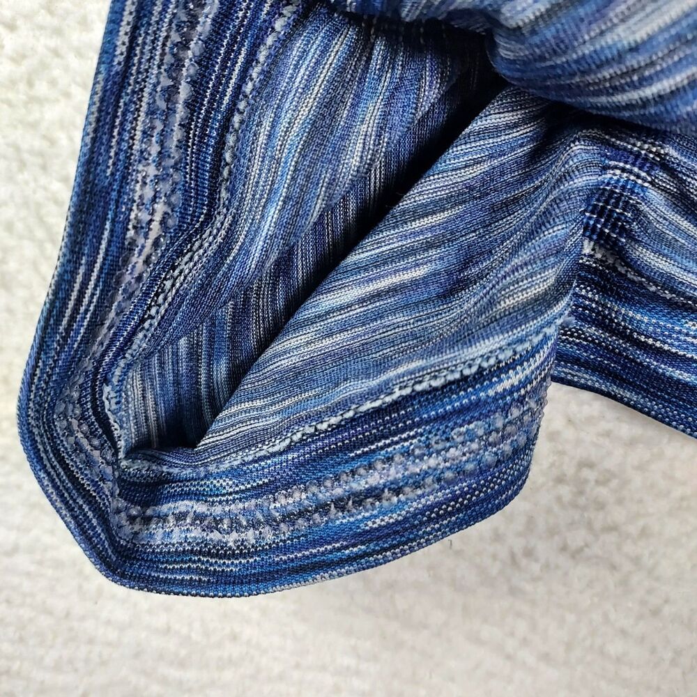 Athleta Women's Medium Blue Space Dye Workout Running Shirt Ruched Sides - Picture 6 of 9